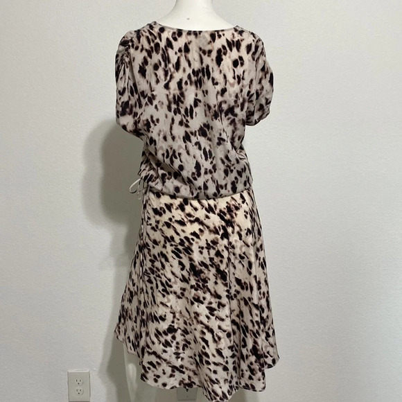 Haute Hippie Silk Cream & Brown Animal Print V-Neck Leopard High-Lo Dress XS - Picture 2 of 4